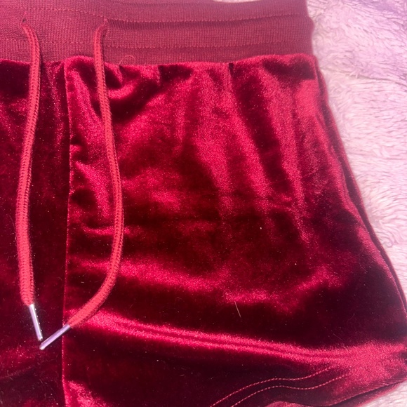 Red Velvet Shorts with two Strings and Bedazzled Cross - Picture 5 of 5